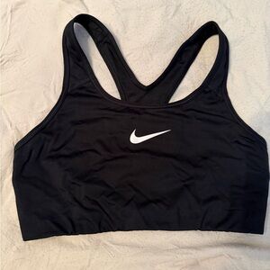 Nike Women's Black Sports Bra with White Logo